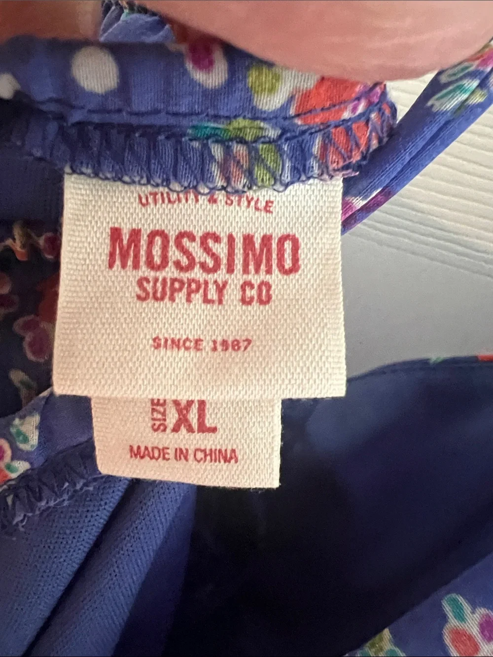 Mossimo Supply Co. Blue Floral V-Neck Tiered Mini Dress
